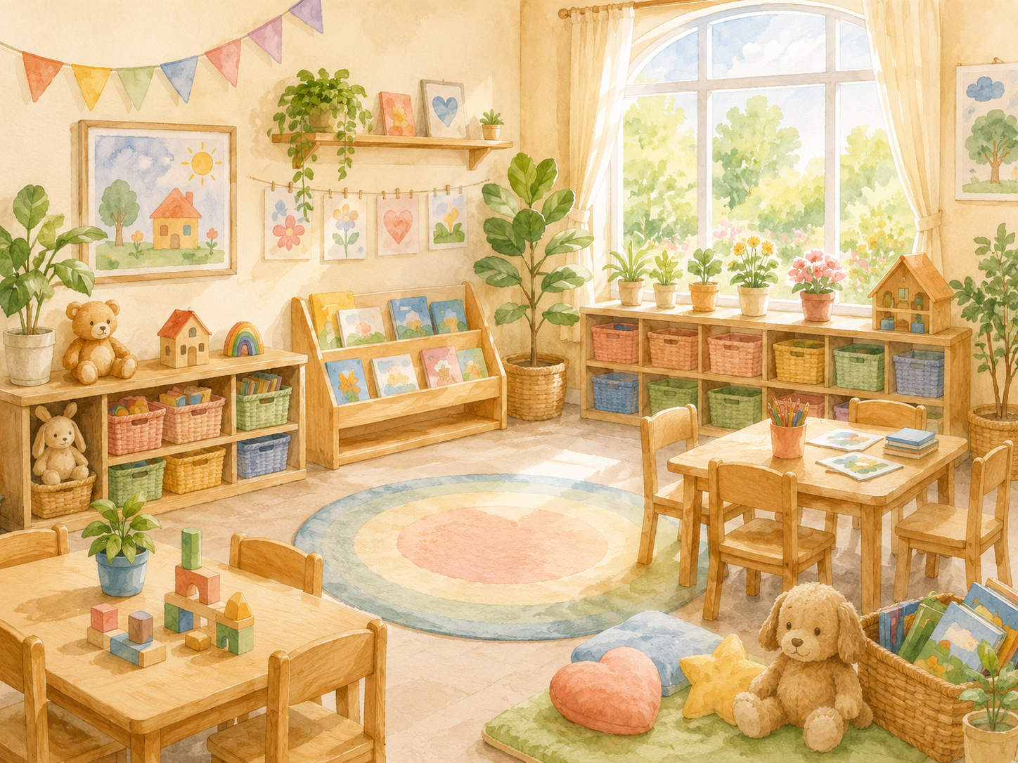 時計と園舎のイメージ